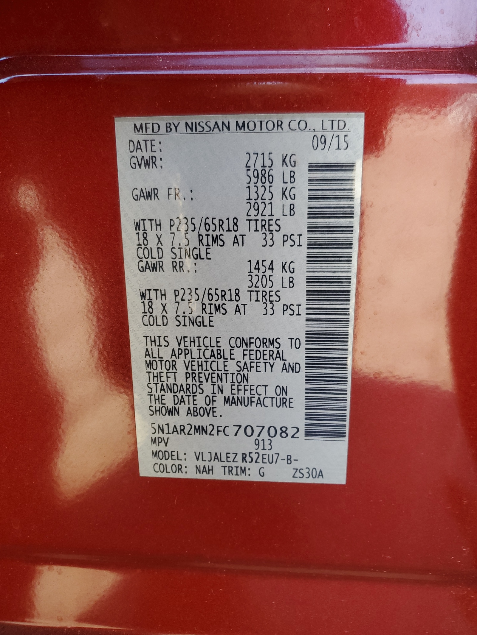 5N1AR2MN2FC707082 2015 Nissan Pathfinder S