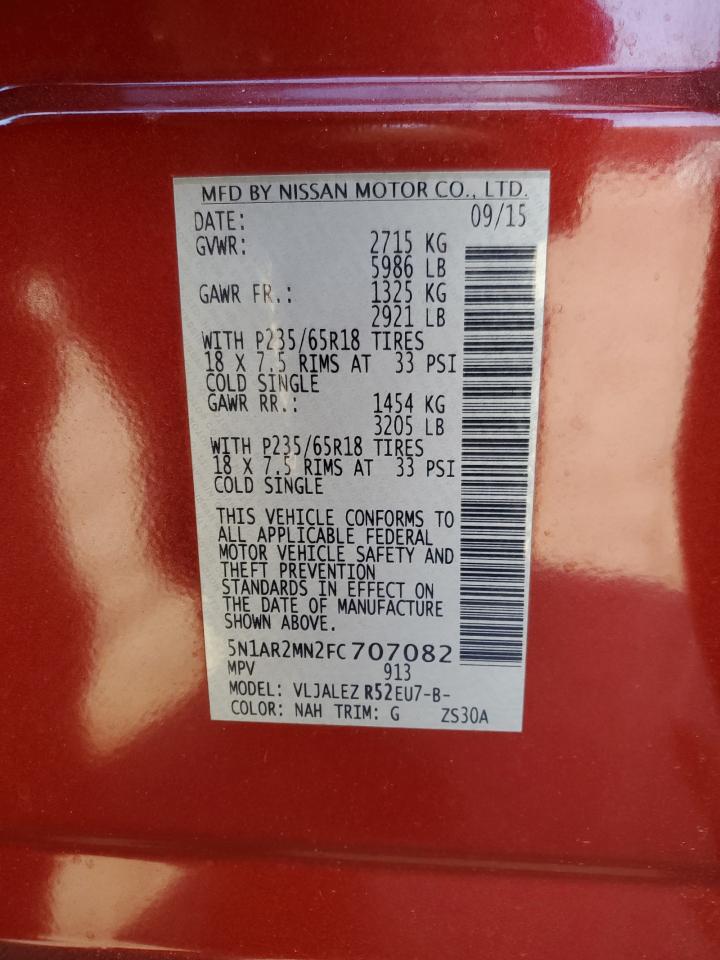 2015 Nissan Pathfinder S VIN: 5N1AR2MN2FC707082 Lot: 75917523