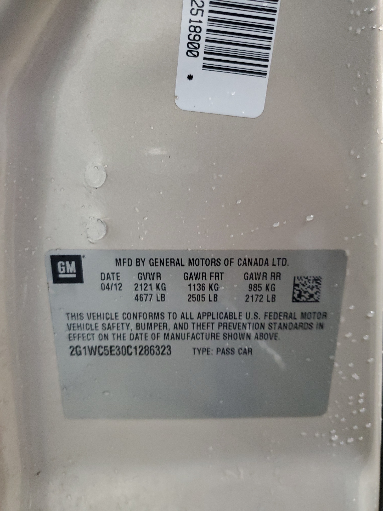 2G1WC5E30C1286323 2012 Chevrolet Impala Ltz