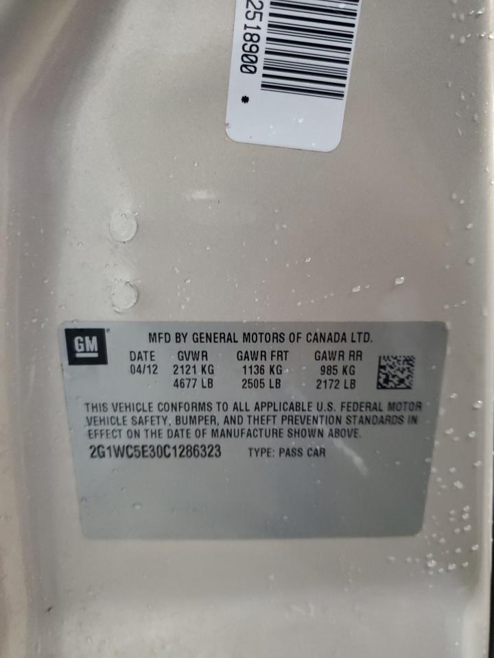 2012 Chevrolet Impala Ltz VIN: 2G1WC5E30C1286323 Lot: 50550704