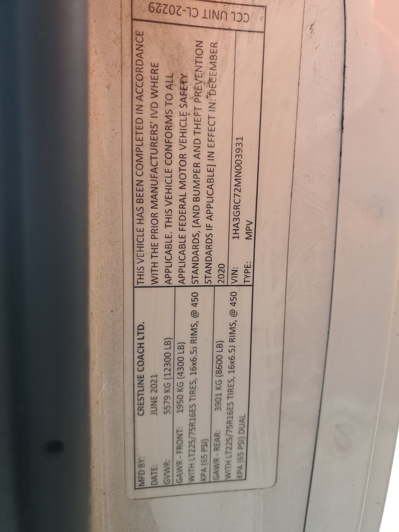 1HA3GRC72MN003931 2021 Chevrolet Express G3500