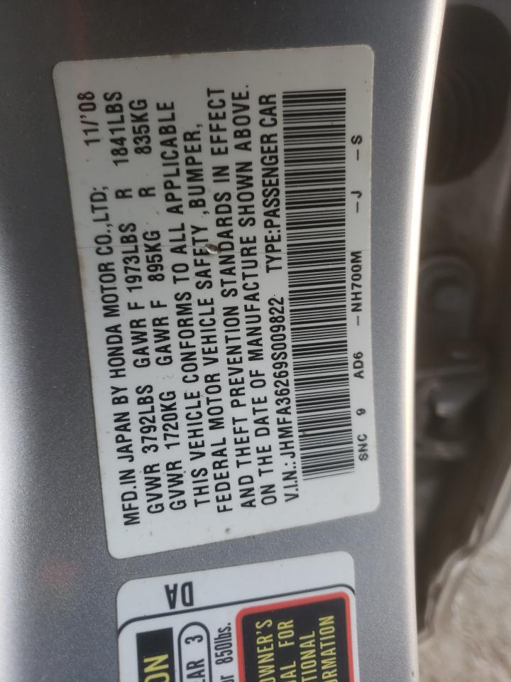 JHMFA36269S009822 2009 Honda Civic Hybrid