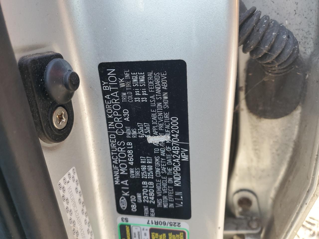 2011 Kia Sportage Lx VIN: KNDPBCA24B7042000 Lot: 77089453