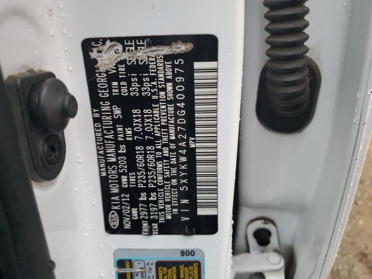 2013 Kia Sorento Sx VIN: 5XYKW4A27DG400975 Lot: 75689103