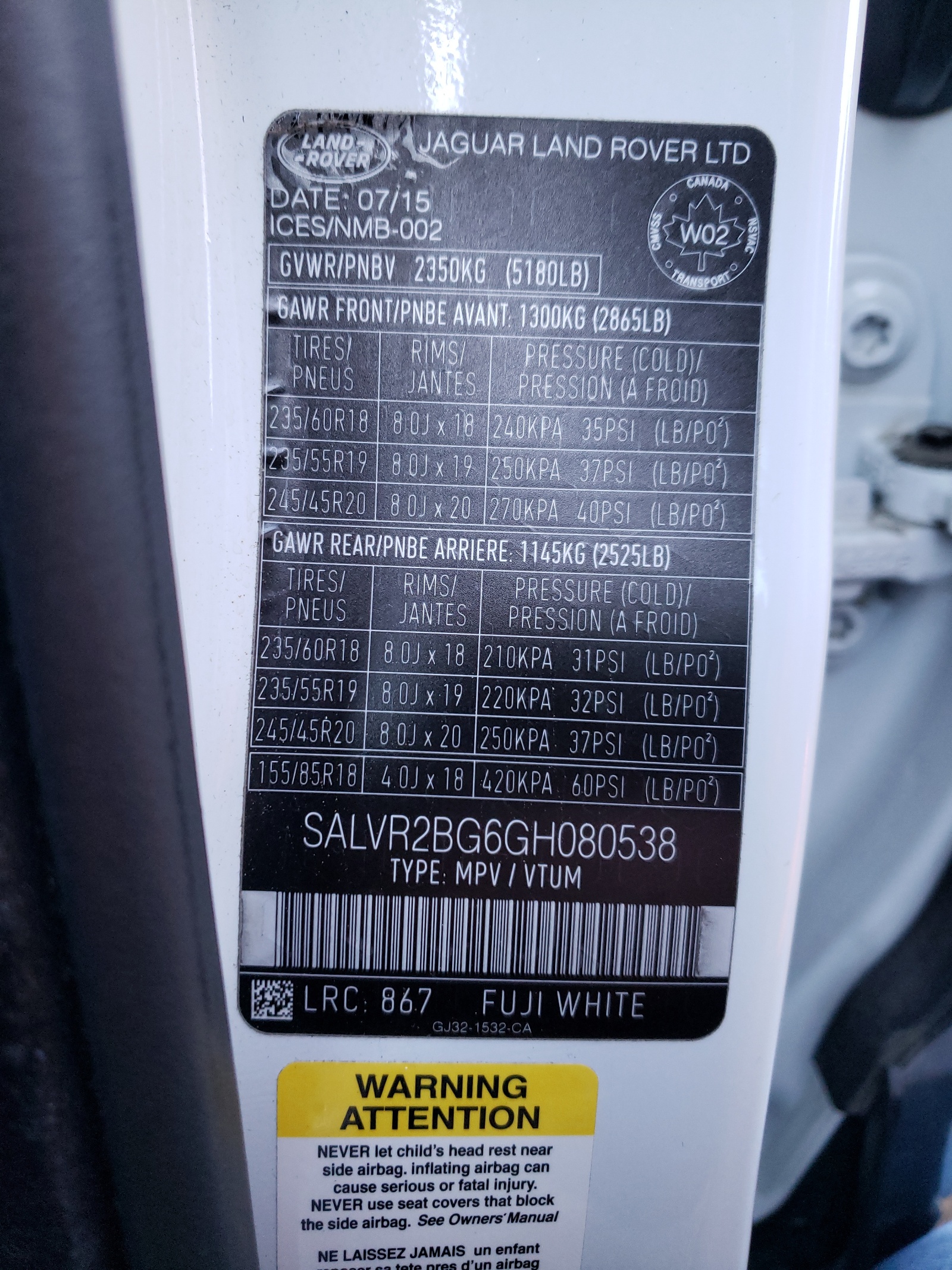 SALVR2BG6GH080538 2016 Land Rover Range Rover Evoque Hse