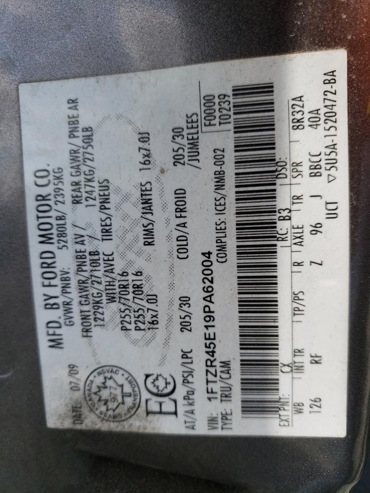 2009 Ford Ranger Super Cab VIN: 1FTZR45E19PA62004 Lot: 74741393