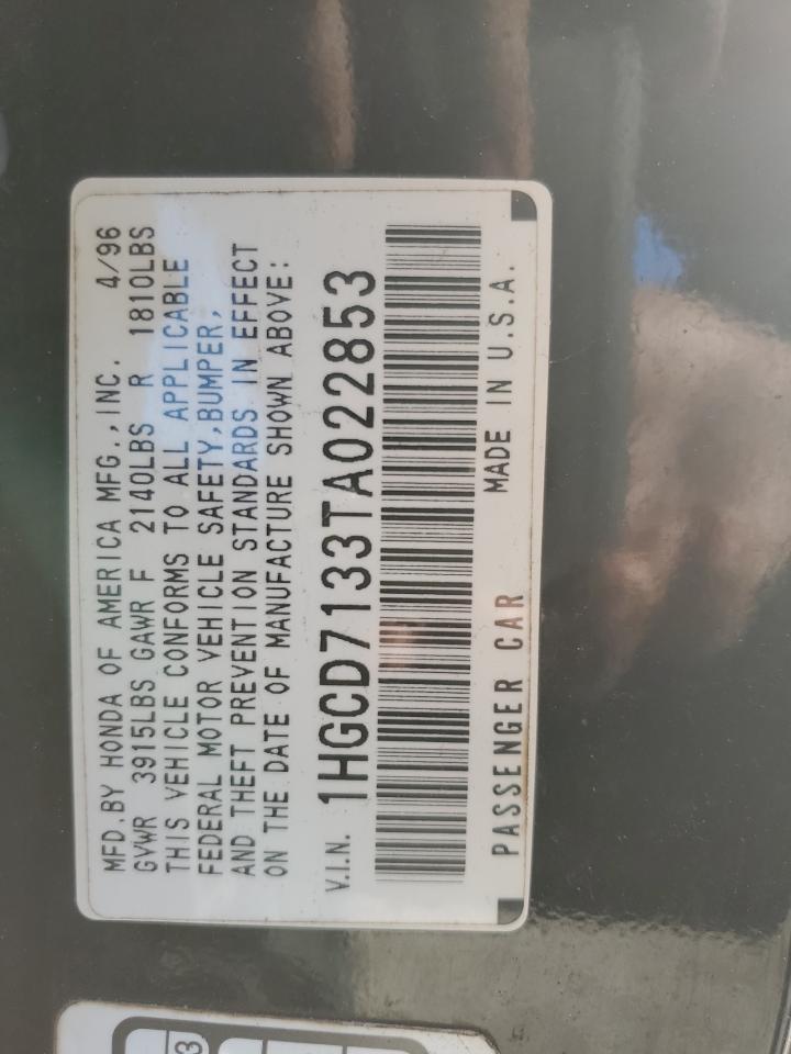 1HGCD7133TA022853 1996 Honda Accord Lx