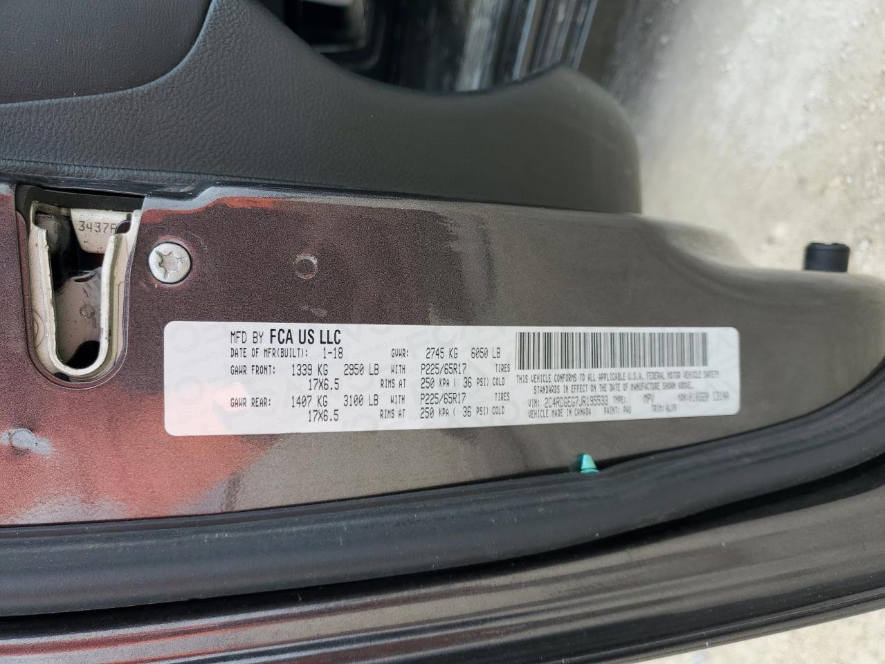 2018 Dodge Grand Caravan Gt VIN: 2C4RDGEG7JR195533 Lot: 77757843