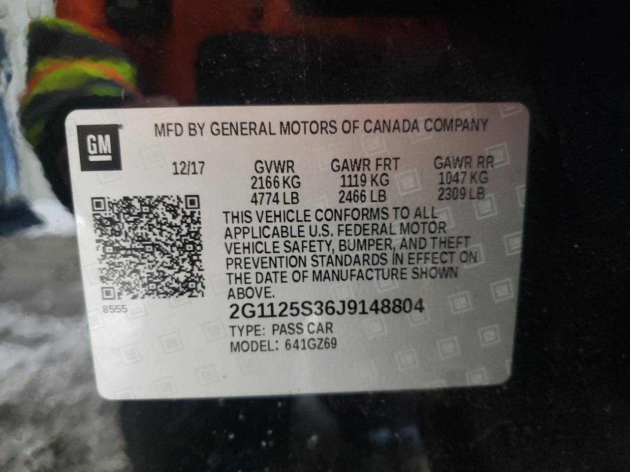 2G1125S36J8148804 2018 Chevrolet Impala Pre