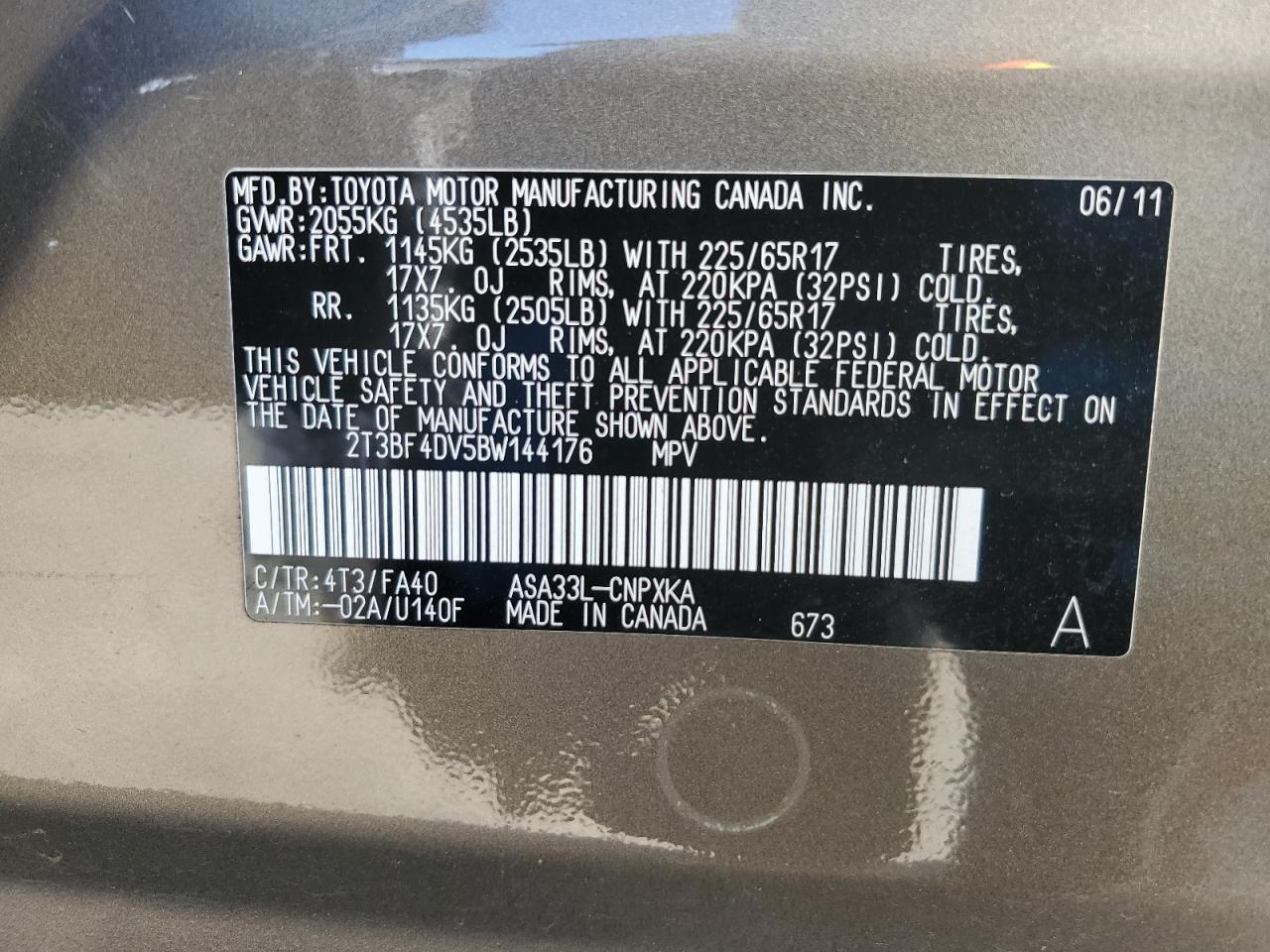 2T3BF4DV5BW144176 2011 Toyota Rav4