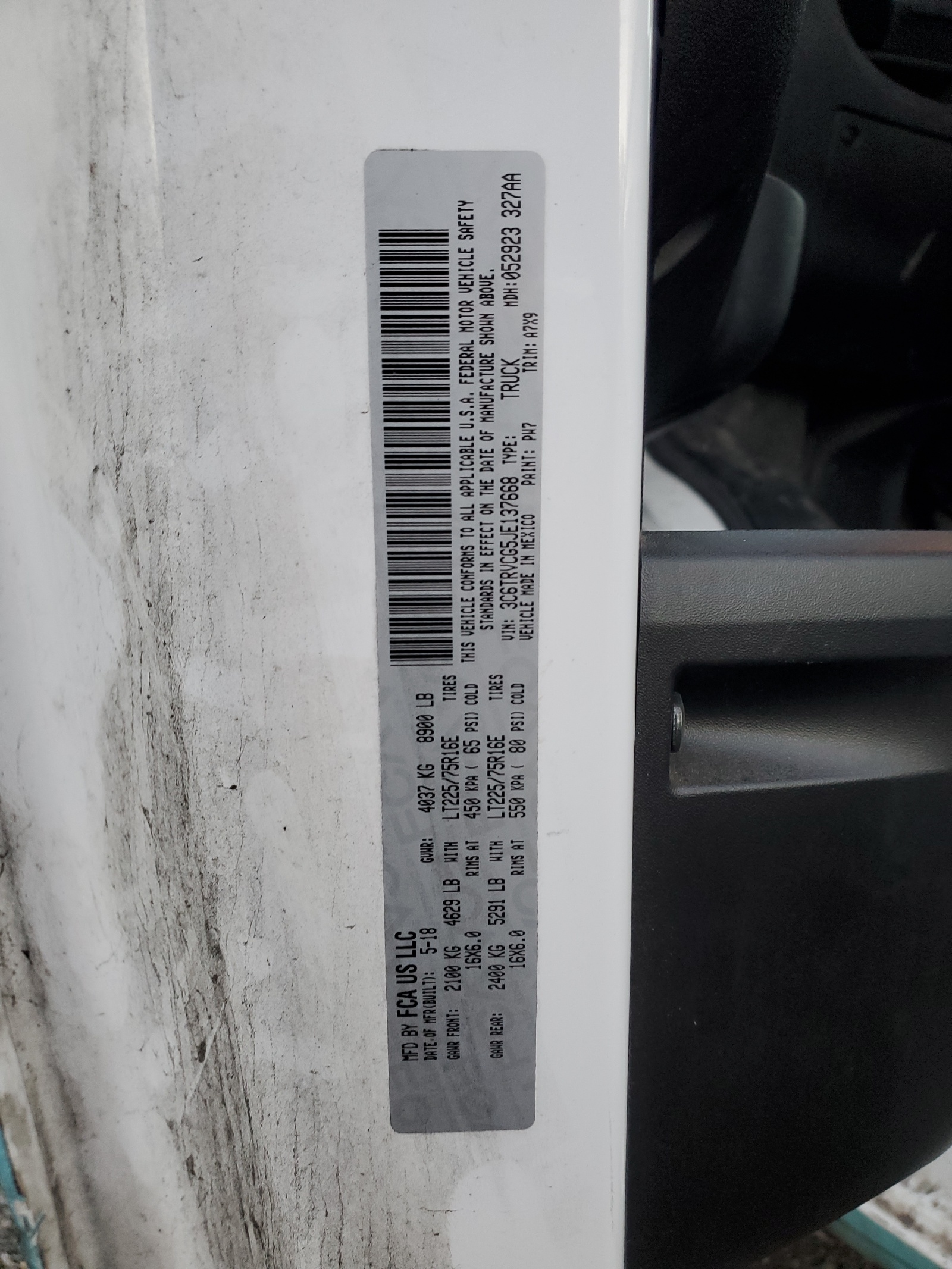 3C6TRVCG5JE137668 2018 Ram Promaster 2500 2500 High