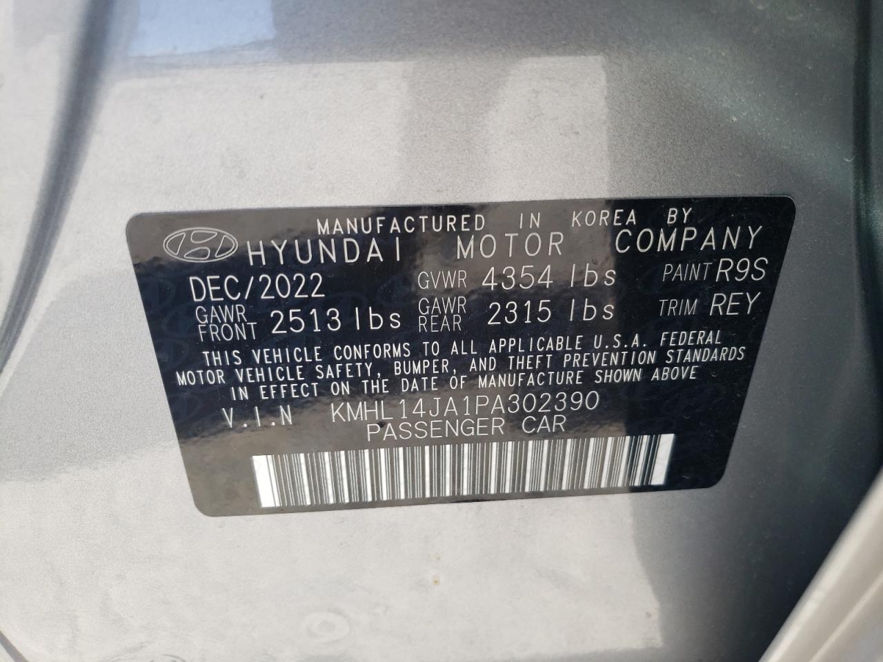 2023 Hyundai Sonata Sel VIN: KMHL14JA1PA302390 Lot: 76045743