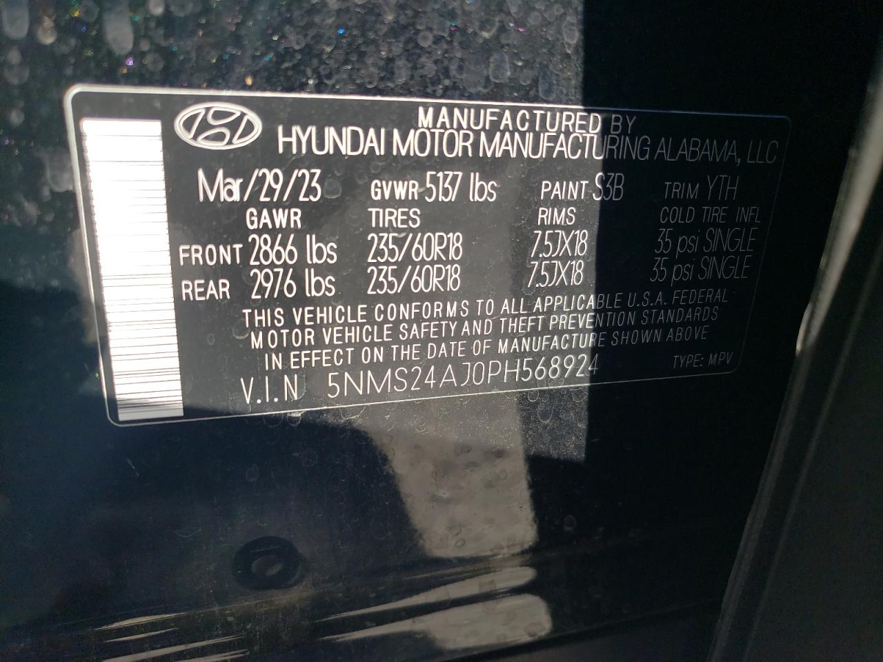 2023 Hyundai Santa Fe Sel VIN: 5NMS24AJ0PH568924 Lot: 73744203