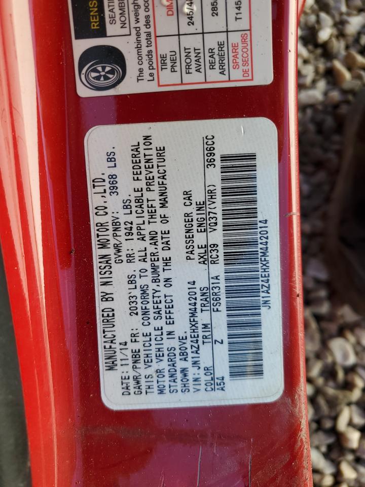 2015 Nissan 370Z Base VIN: JN1AZ4EHXFM442014 Lot: 77996033