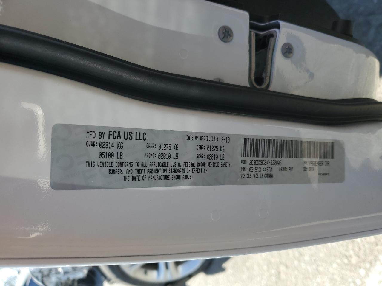 2019 Dodge Charger Sxt VIN: 2C3CDXBG9KH632003 Lot: 75621023