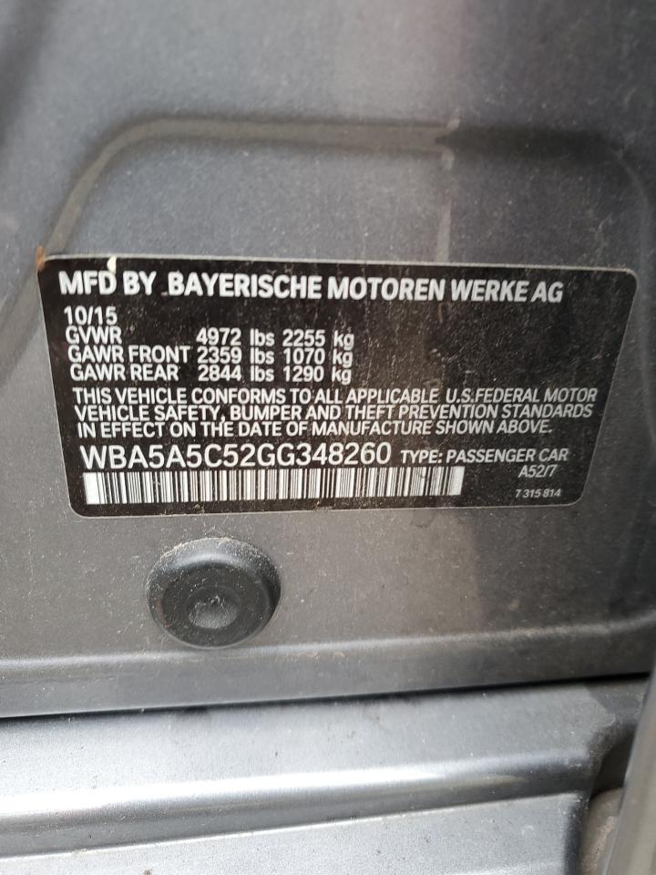 2016 BMW 528 I VIN: WBA5A5C52GG348260 Lot: 75006353