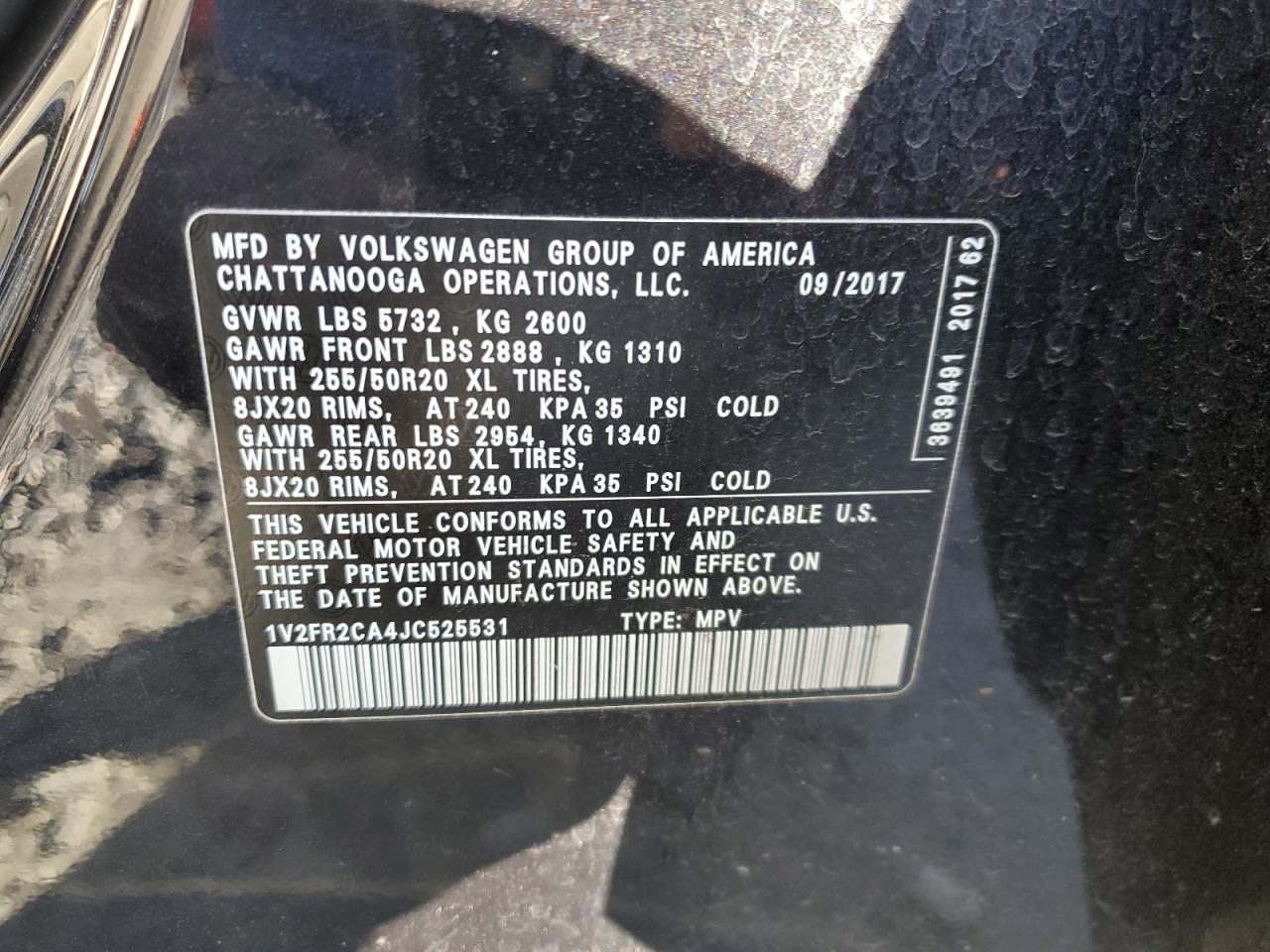 VIN 1V2FR2CA4JC525531 2018 VOLKSWAGEN ATLAS no.14