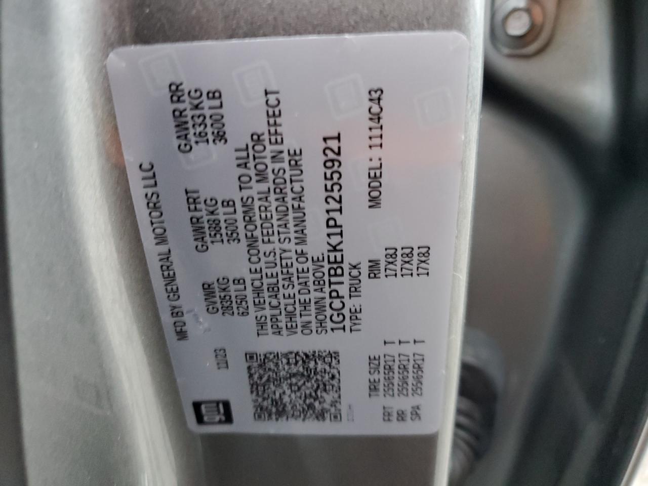 2023 Chevrolet Colorado VIN: 1GCPTBEK1P1255921 Lot: 79554184