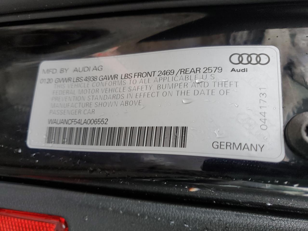 2020 Audi A5 Premium VIN: WAUANCF54LA006552 Lot: 81420544