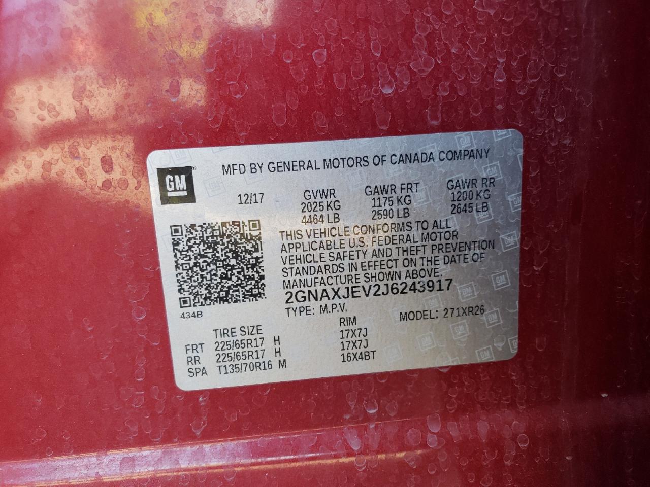 2GNAXJEV2J6243917 2018 CHEVROLET EQUINOX - Image 13