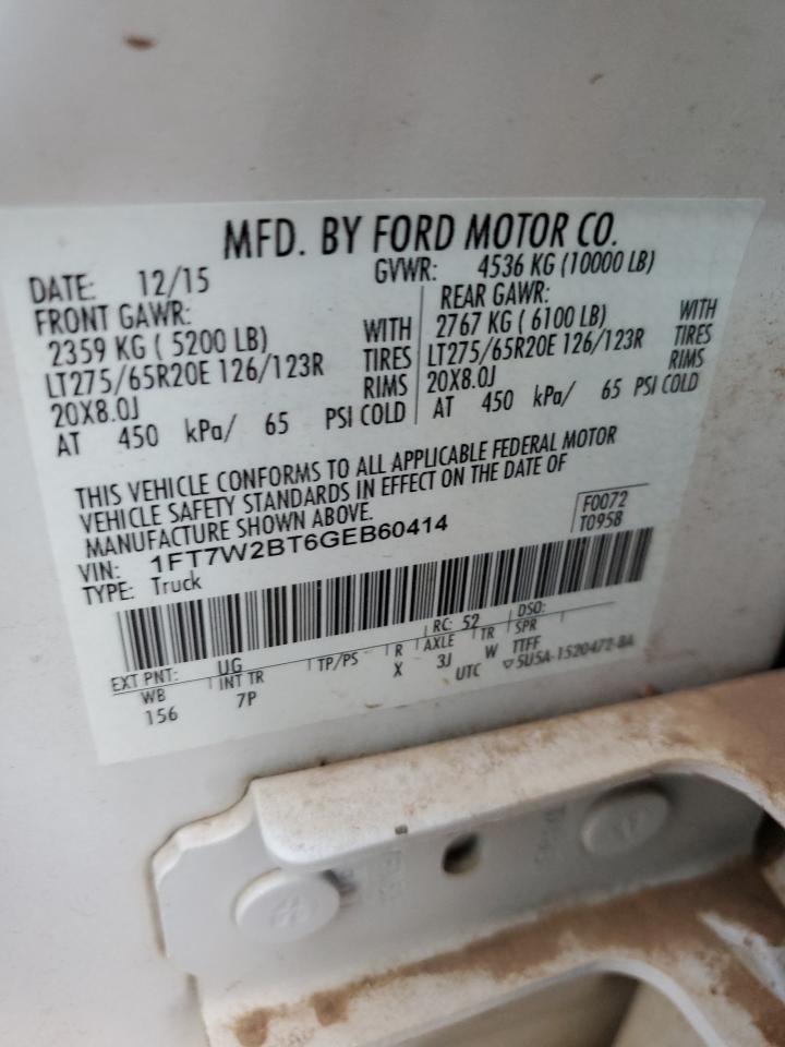 1FT7W2BT6GEB60414 2016 Ford F250 Super Duty