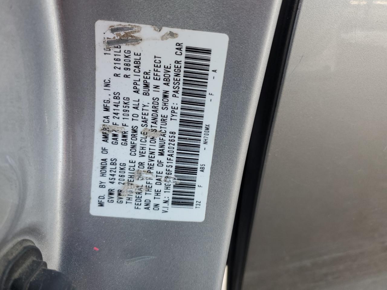 2015 Honda Accord Hybrid Exl VIN: 1HGCR6F51FA002658 Lot: 79837984