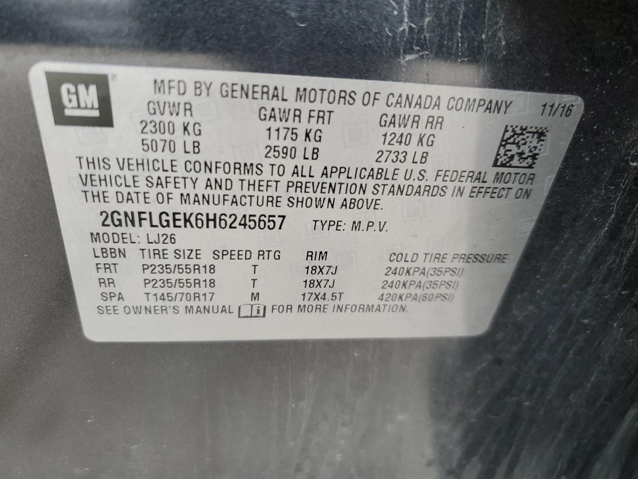 VIN 2GNFLGEK6H6245657 2017 CHEVROLET EQUINOX no.13