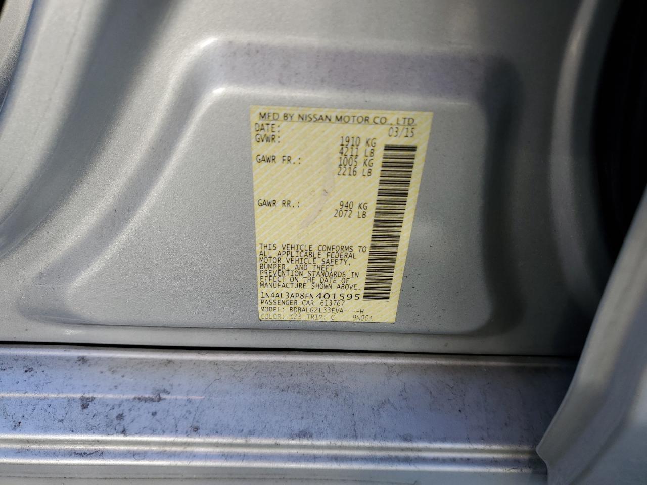 1N4AL3AP8FN401595 2015 NISSAN ALTIMA - Image 12
