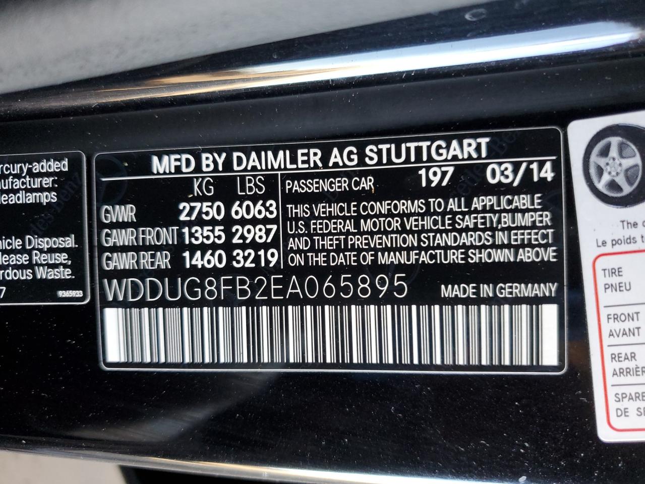 2014 Mercedes-Benz S 550 4Matic VIN: WDDUG8FB2EA065895 Lot: 79218704