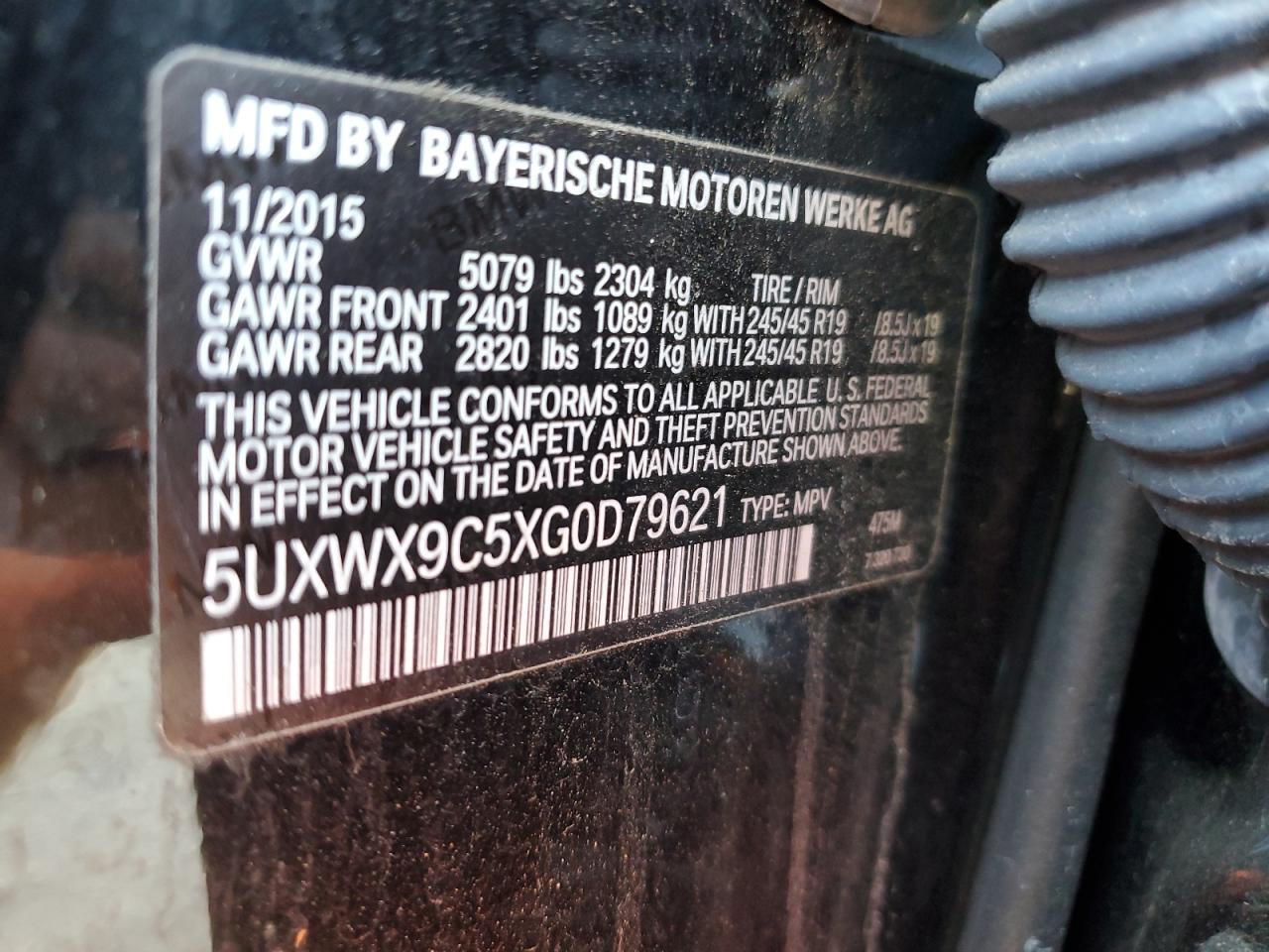 VIN 5UXWX9C5XG0D79621 2016 BMW X3 no.12