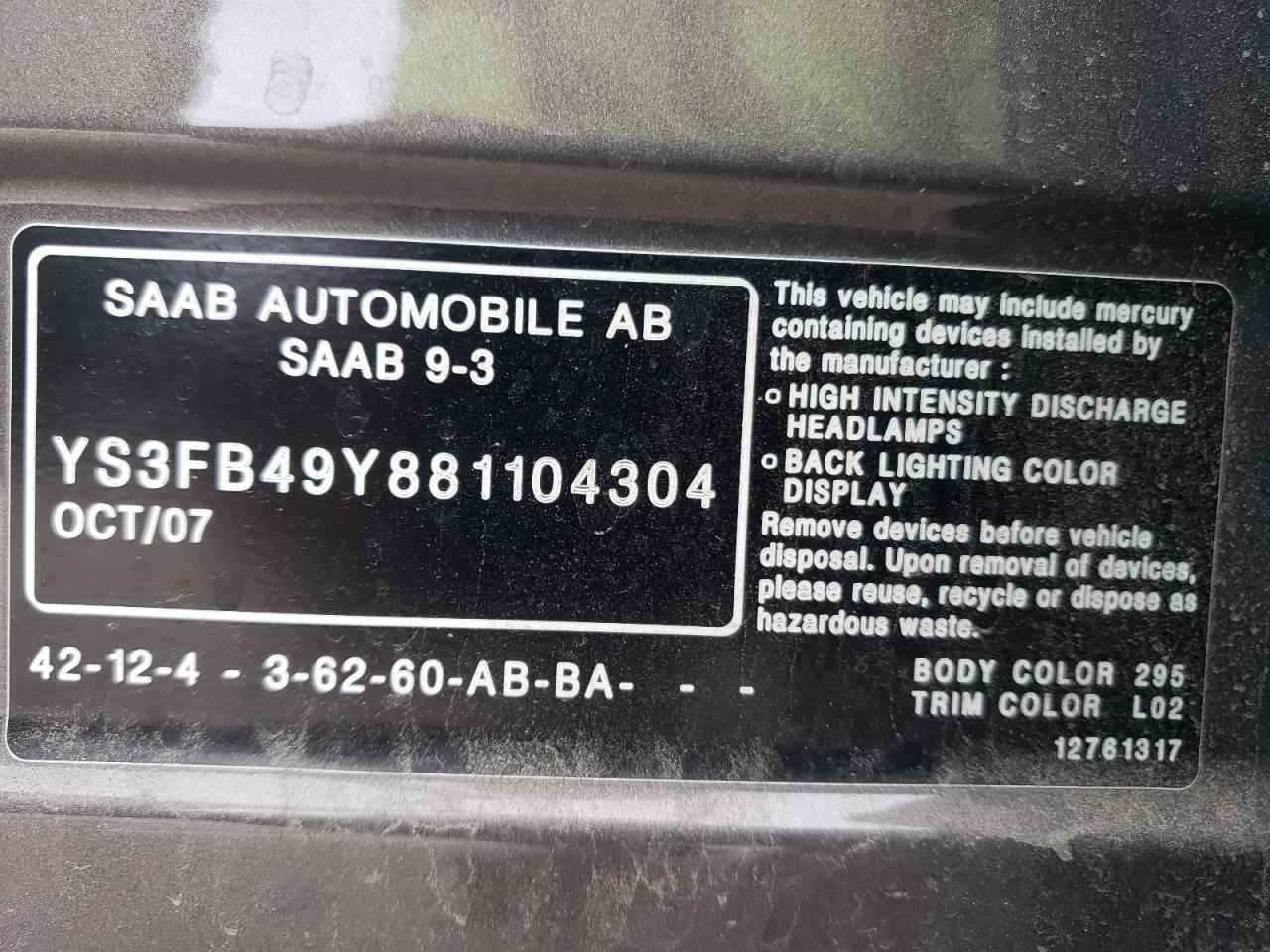 2008 Saab 9-3 - Image 12