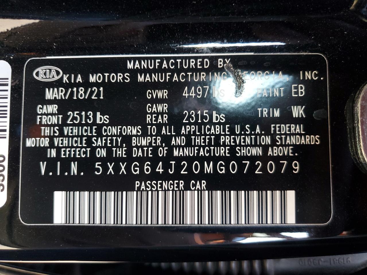 2021 Kia K5 Gt Line VIN: 5XXG64J20MG072079 Lot: 81326194