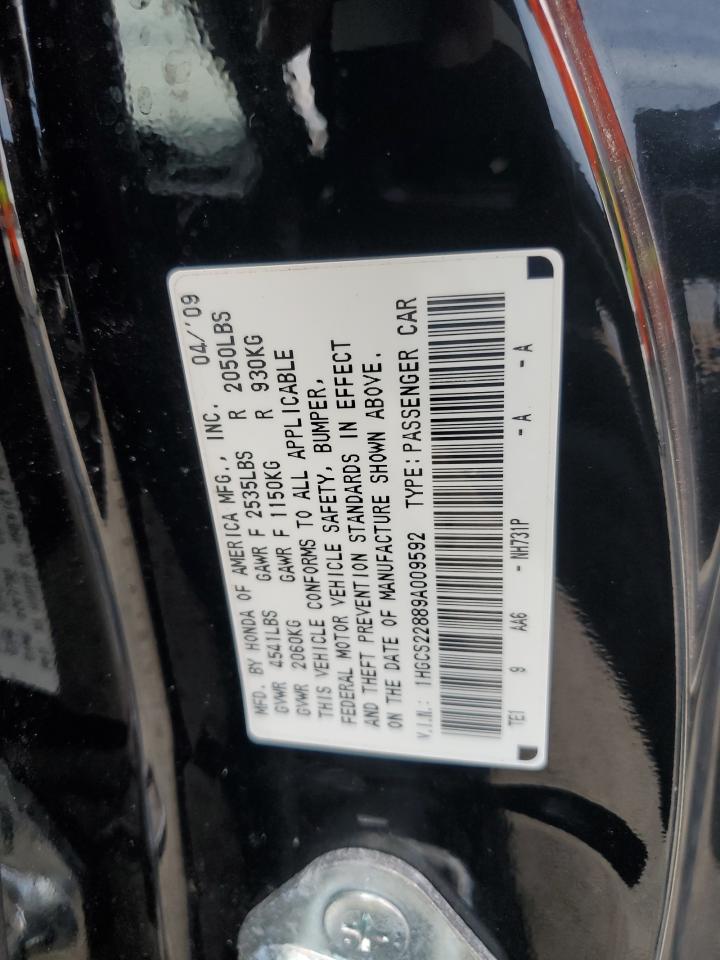 2009 Honda Accord Exl VIN: 1HGCS22889A009592 Lot: 81424534