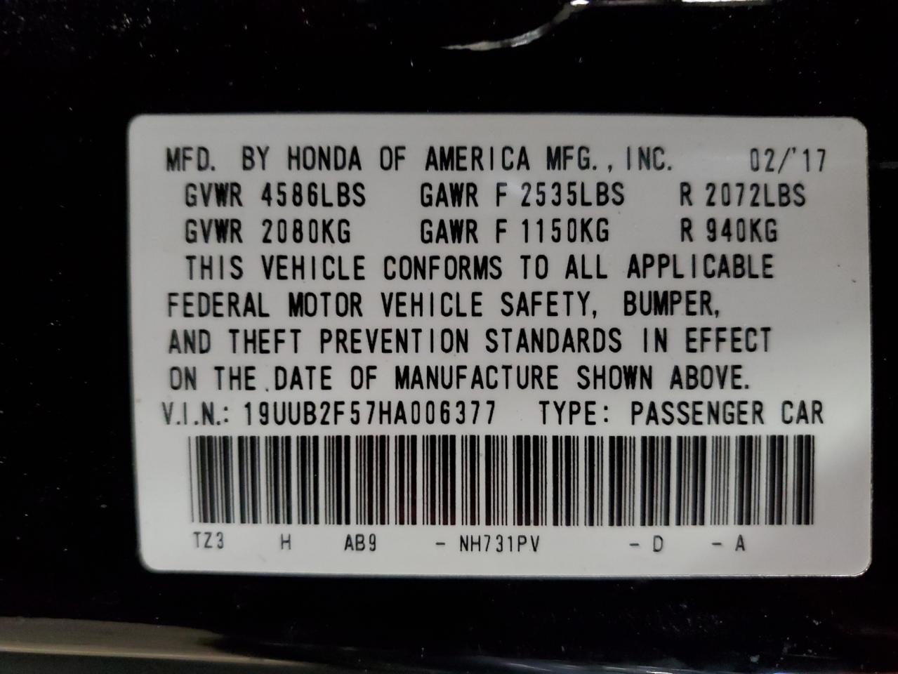 2017 Acura Tlx Tech VIN: 19UUB2F57HA006377 Lot: 81822984