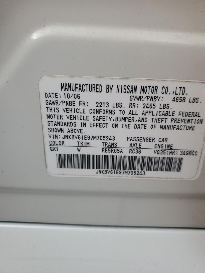 2007 Infiniti G35 VIN: JNKBV61E97M705243 Lot: 81063944