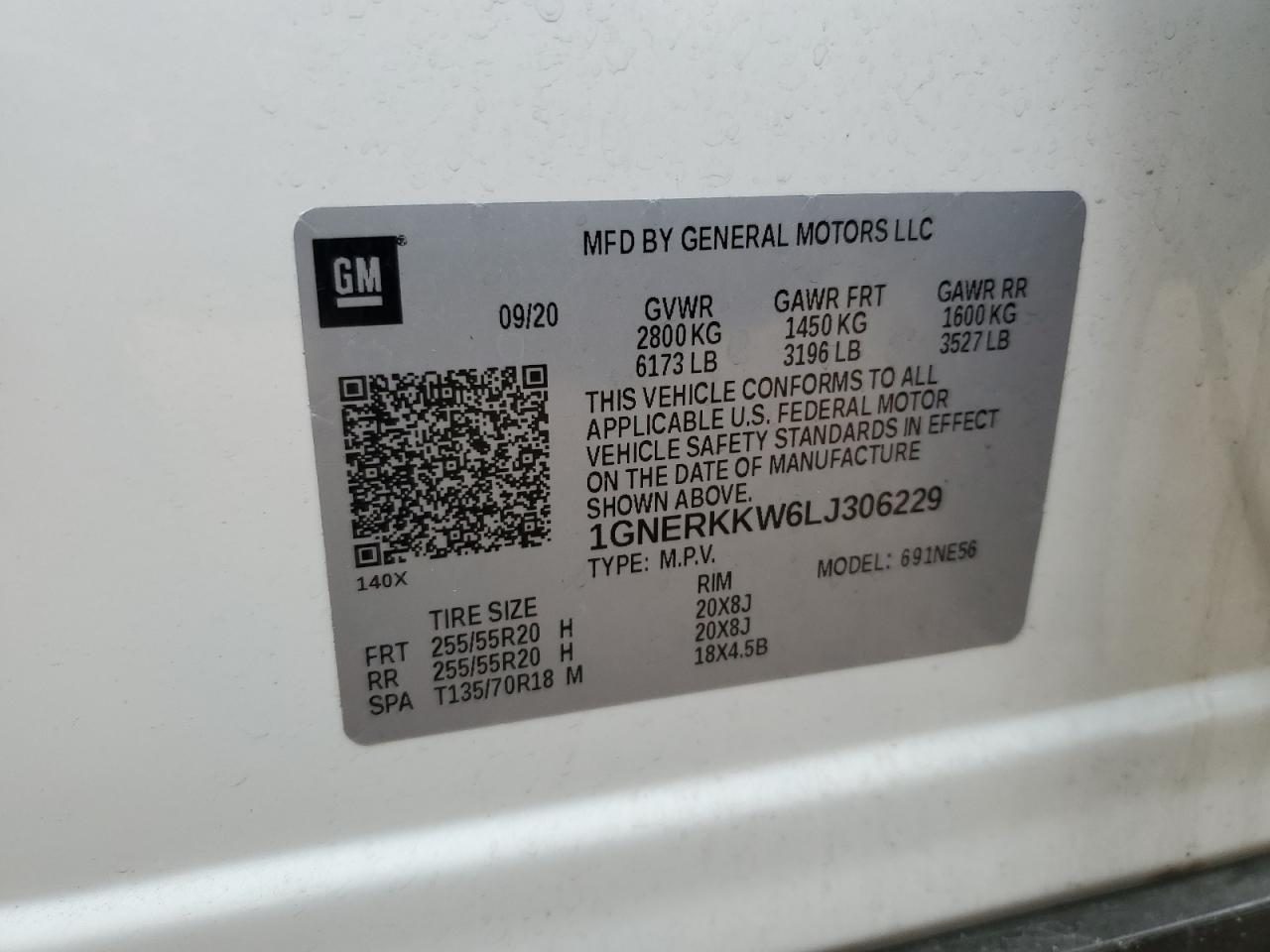 1GNERKKW6LJ306229 2020 CHEVROLET TRAVERSE - Image 14