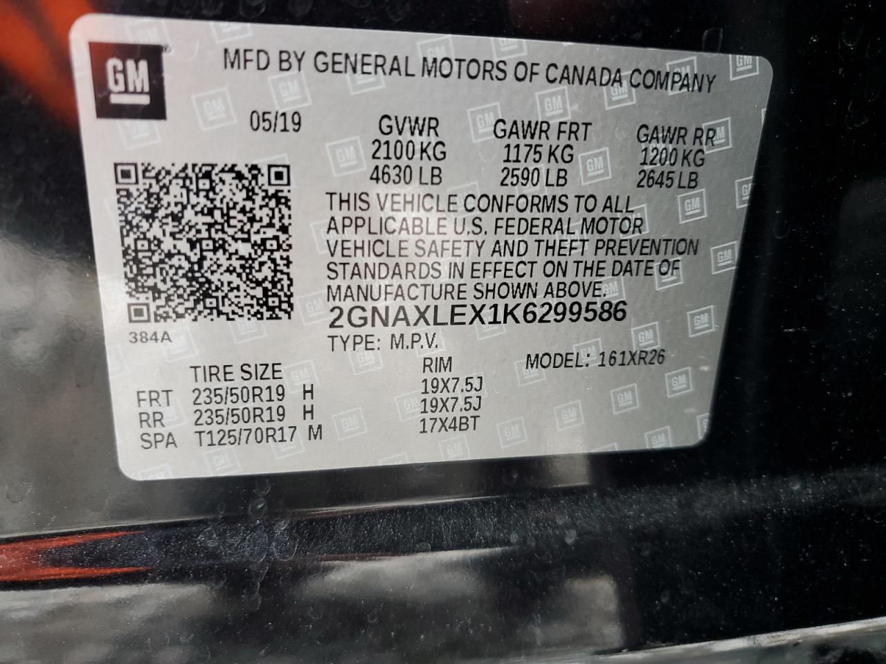 VIN 2GNAXLEX1K6299586 2019 CHEVROLET EQUINOX no.14