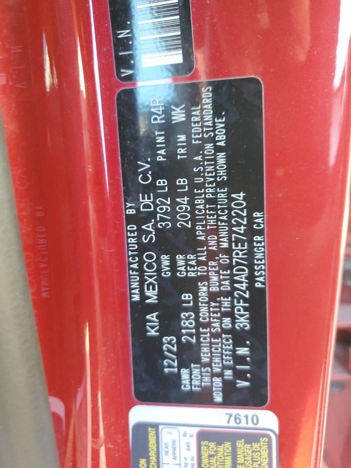 2024 Kia Forte Lx VIN: 3KPF24AD7RE742204 Lot: 80144494