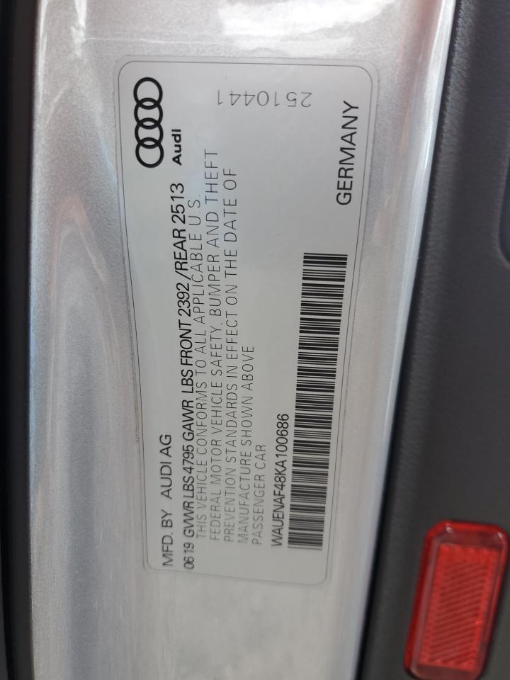 VIN WAUENAF48KA100686 2019 AUDI A4 no.12