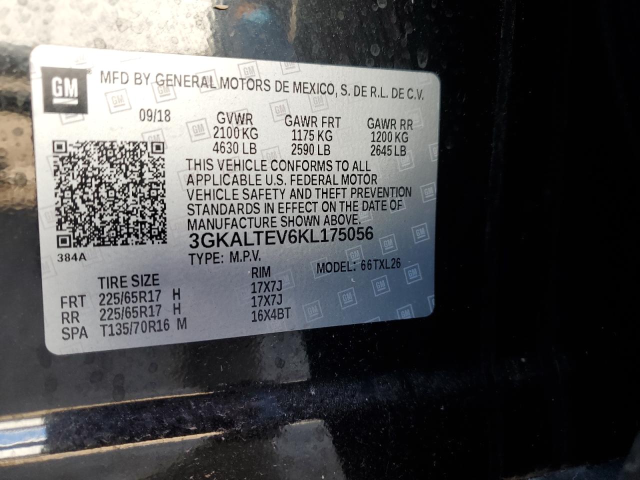 2019 GMC Terrain Sle VIN: 3GKALTEV6KL175056 Lot: 76031874