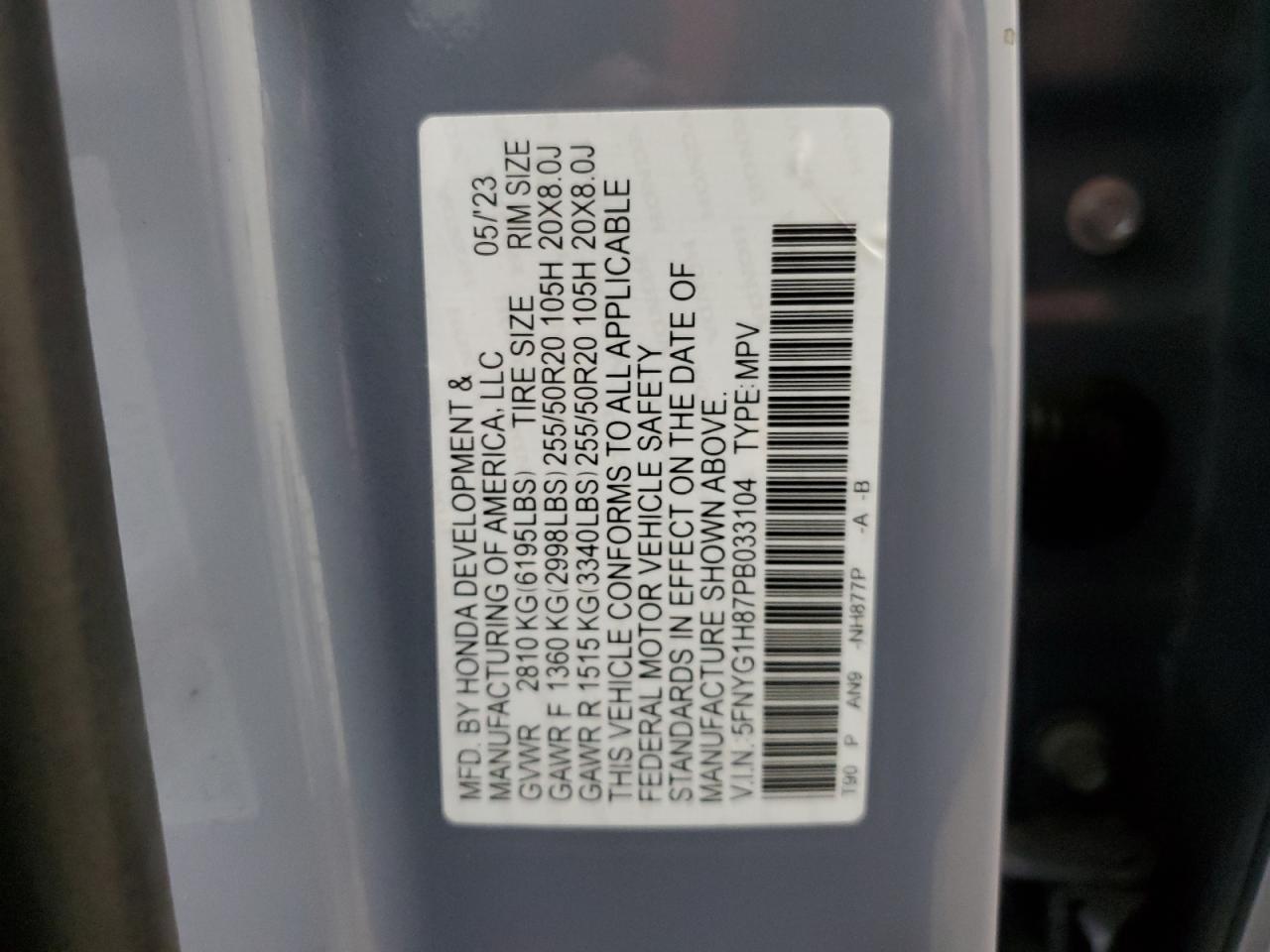 5FNYG1H87PB033104 2023 HONDA PILOT - Image 13