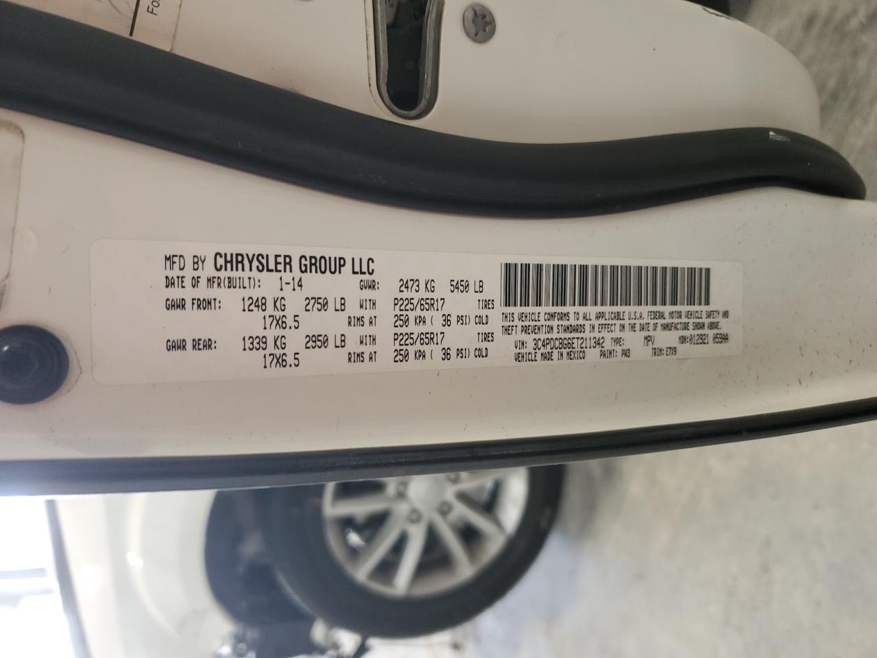 2014 Dodge Journey Sxt VIN: 3C4PDCBG6ET211342 Lot: 82030934