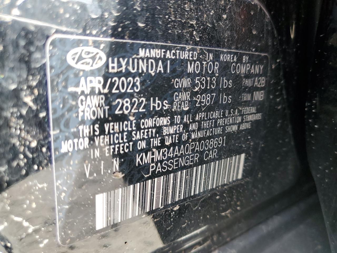 2023 Hyundai Ioniq 6 Sel VIN: KMHM34AA0PA038691 Lot: 78790754