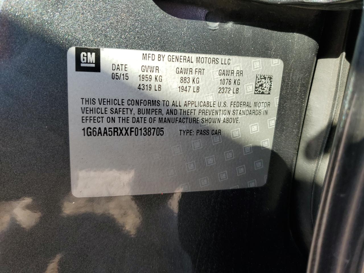 2015 Cadillac Ats VIN: 1G6AA5RXXF0138705 Lot: 82238134