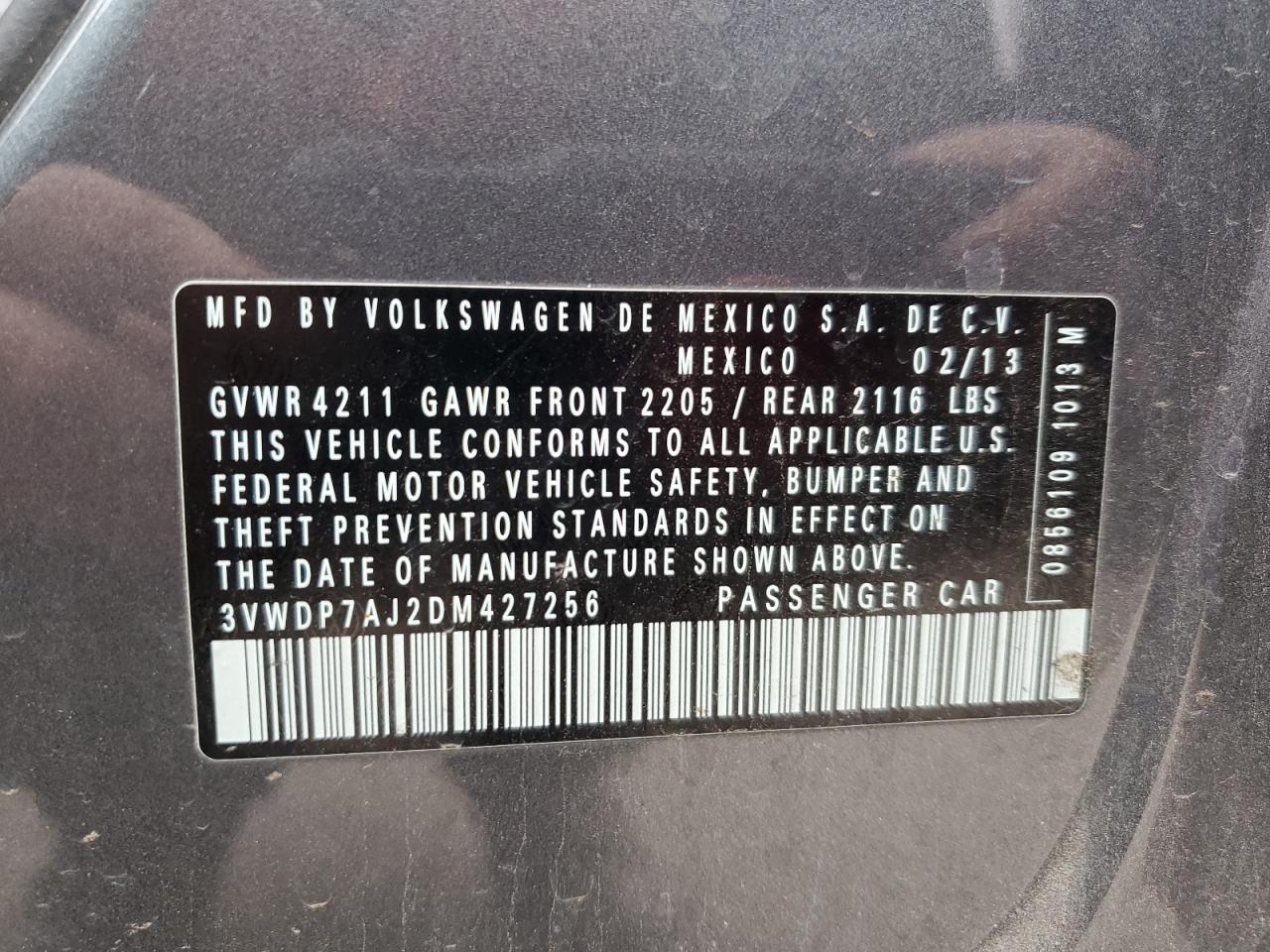 VIN 3VWDP7AJ2DM427256 2013 VOLKSWAGEN JETTA no.12