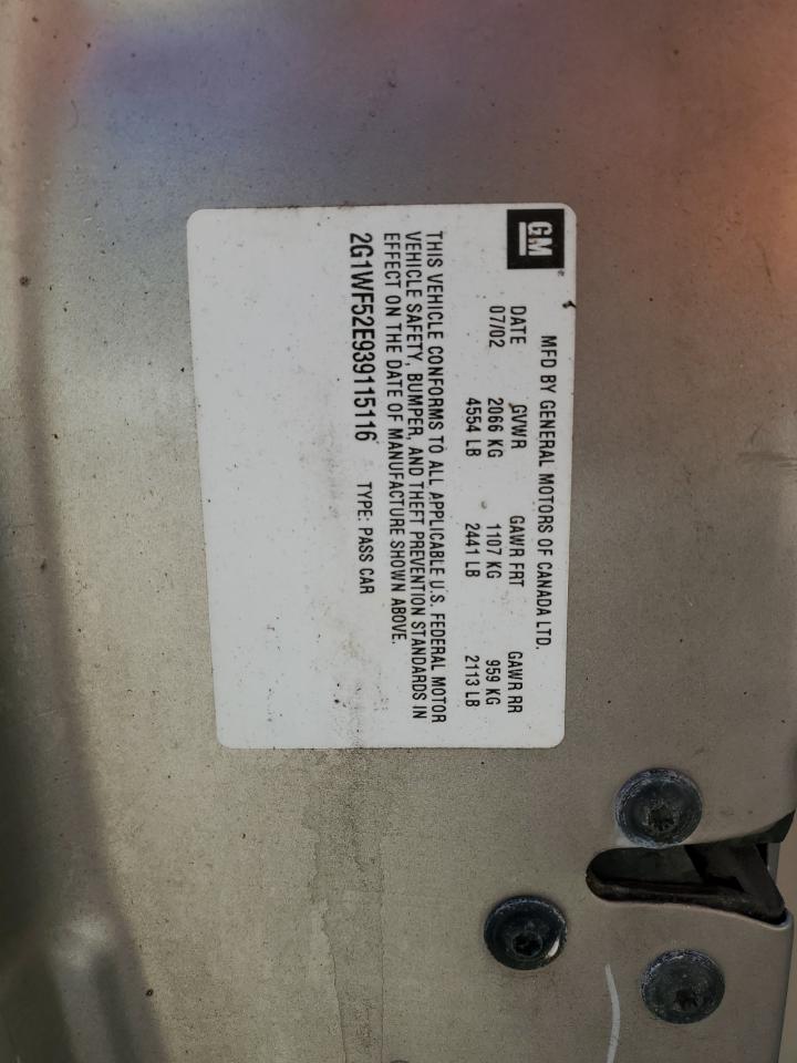 2003 Chevrolet Impala VIN: 2G1WF52E939115116 Lot: 82109964