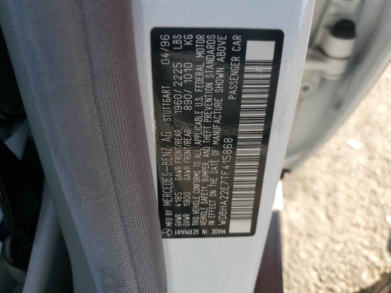1996 Mercedes-Benz C 220 VIN: WDBHA22E7TF415868 Lot: 80469704