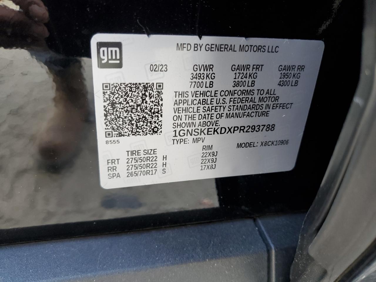 VIN 1GNSKEKDXPR293788 2023 CHEVROLET SUBURBAN no.13