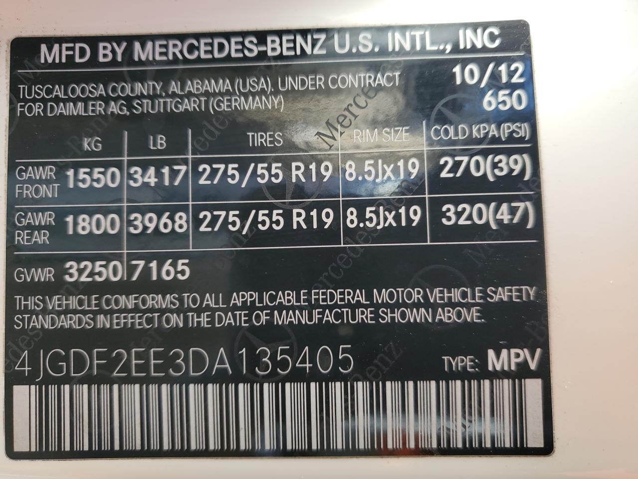 2013 Mercedes-Benz Gl 350 Bluetec VIN: 4JGDF2EE3DA135405 Lot: 79231514