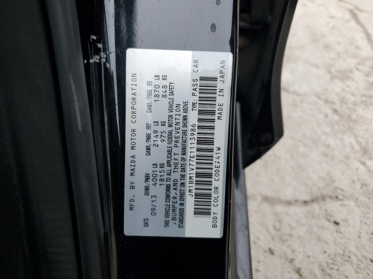 2014 Mazda 3 Touring VIN: JM1BM1V77E1113986 Lot: 82105414